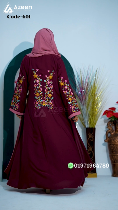 Four Part-Embroidery Afsa Abaya 601