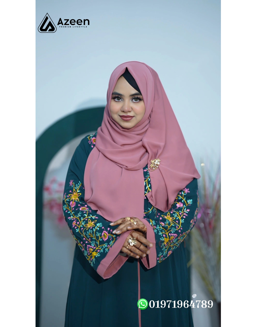Four Part-Embroidery Afsa Abaya 601